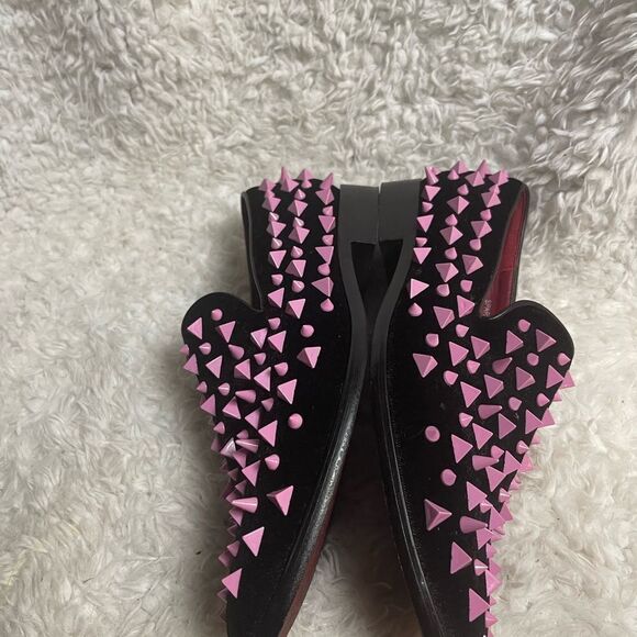 Alberto Fellini Men's synthetic black suede pink Spike Dress Loafers SZ8.5 - Picture 7 of 13